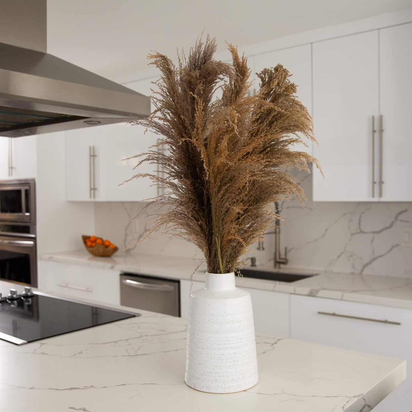 Dried Natural Pampas Arrangement in Ceramic Vase