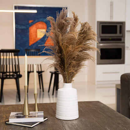 Dried Natural Pampas Arrangement in Ceramic Vase