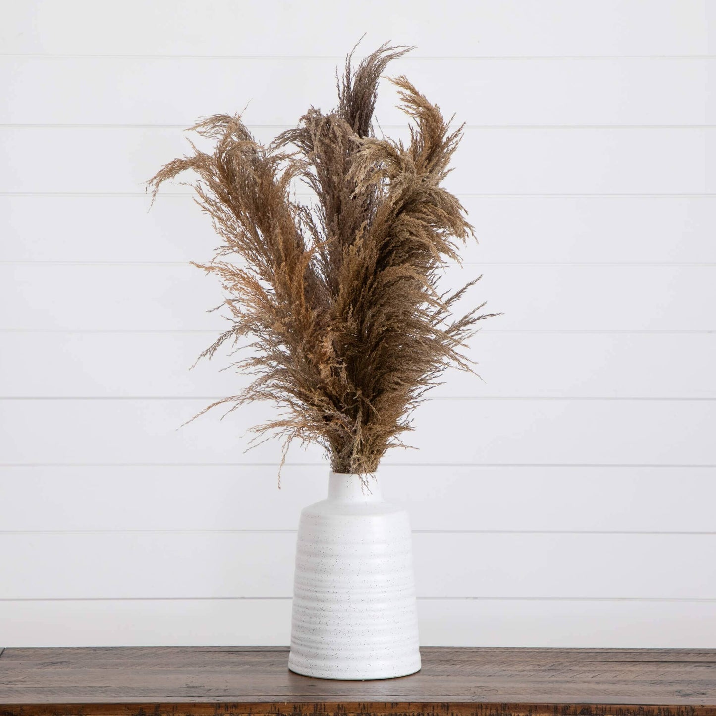 Dried Natural Pampas Arrangement in Ceramic Vase