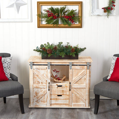 Candelabrum centerpiece 30in evergreen pine and pine cone artificial arrangement with red berries on Tampa Home & Garden Store