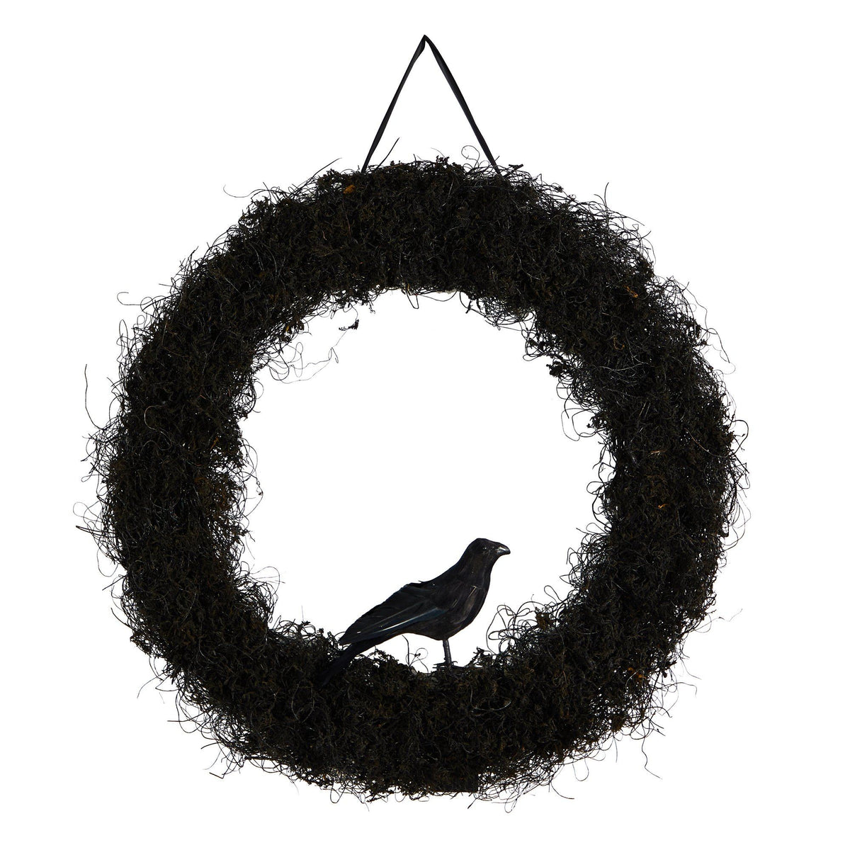 Wreath 30in Halloween Black Raven Twig by Nearly Natural with black raven perched on dark twigs on Tampa Home & Garden Store
