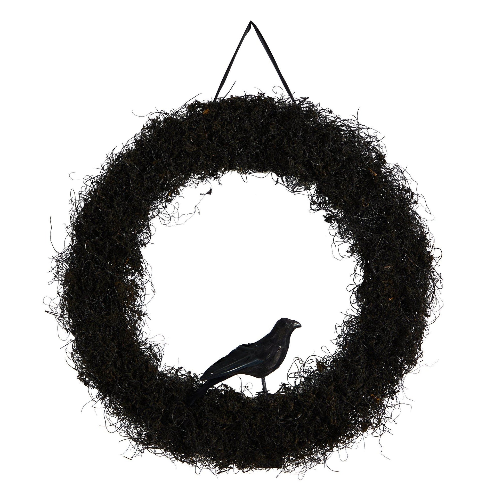 Wreath 30in Halloween Black Raven Twig by Nearly Natural with black raven perched on dark twigs on Tampa Home & Garden Store