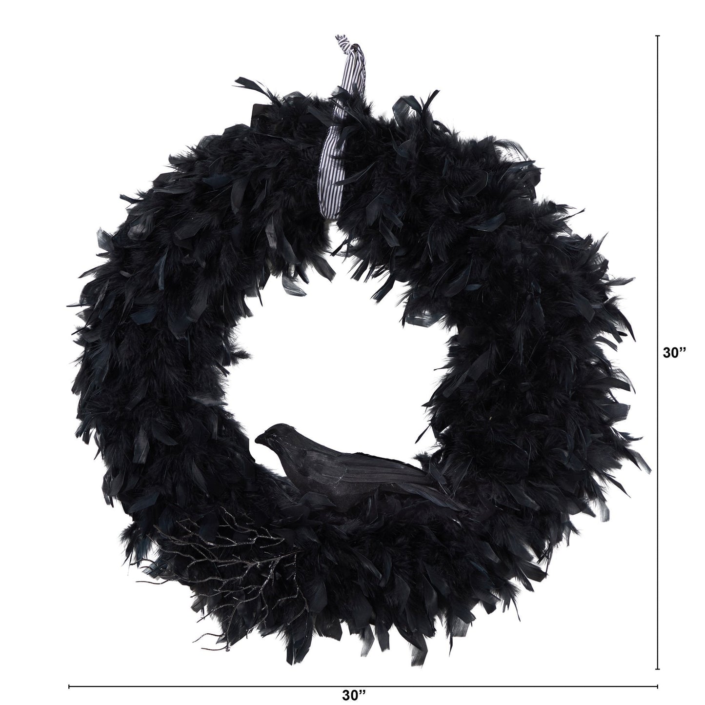 30" Halloween Raven Wreath