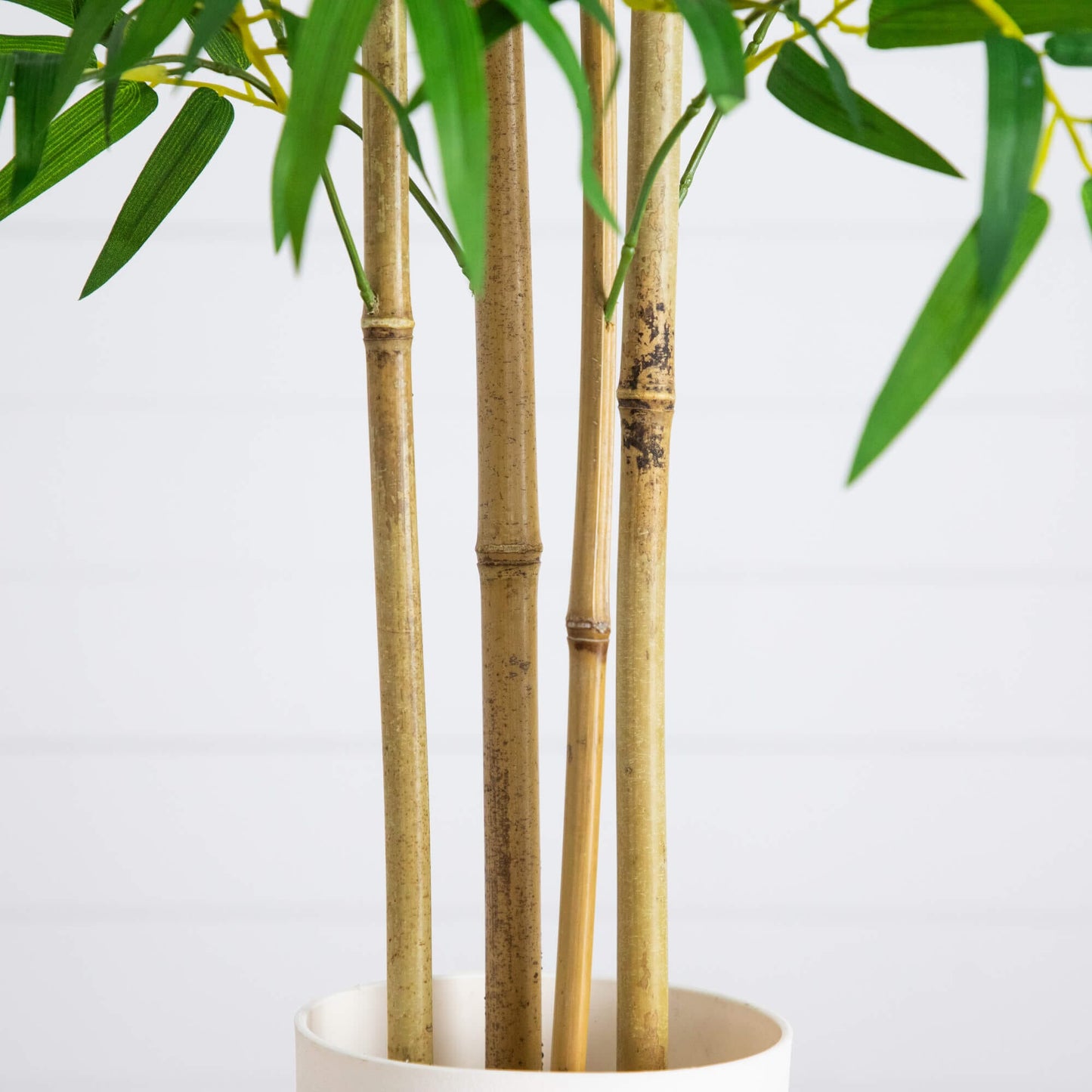 30in Artificial Bamboo Tree in white planter with green leaves by Nearly Natural on Tampa Home & Garden Store