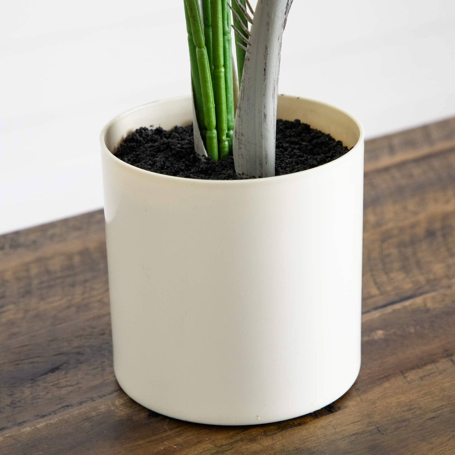 30-inch artificial palm tree with green stalks in a white ceramic pot on Tampa Home & Garden Store