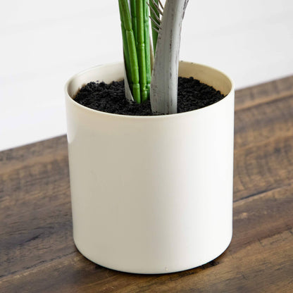 30-inch artificial palm tree with green stalks in a white ceramic pot on Tampa Home & Garden Store