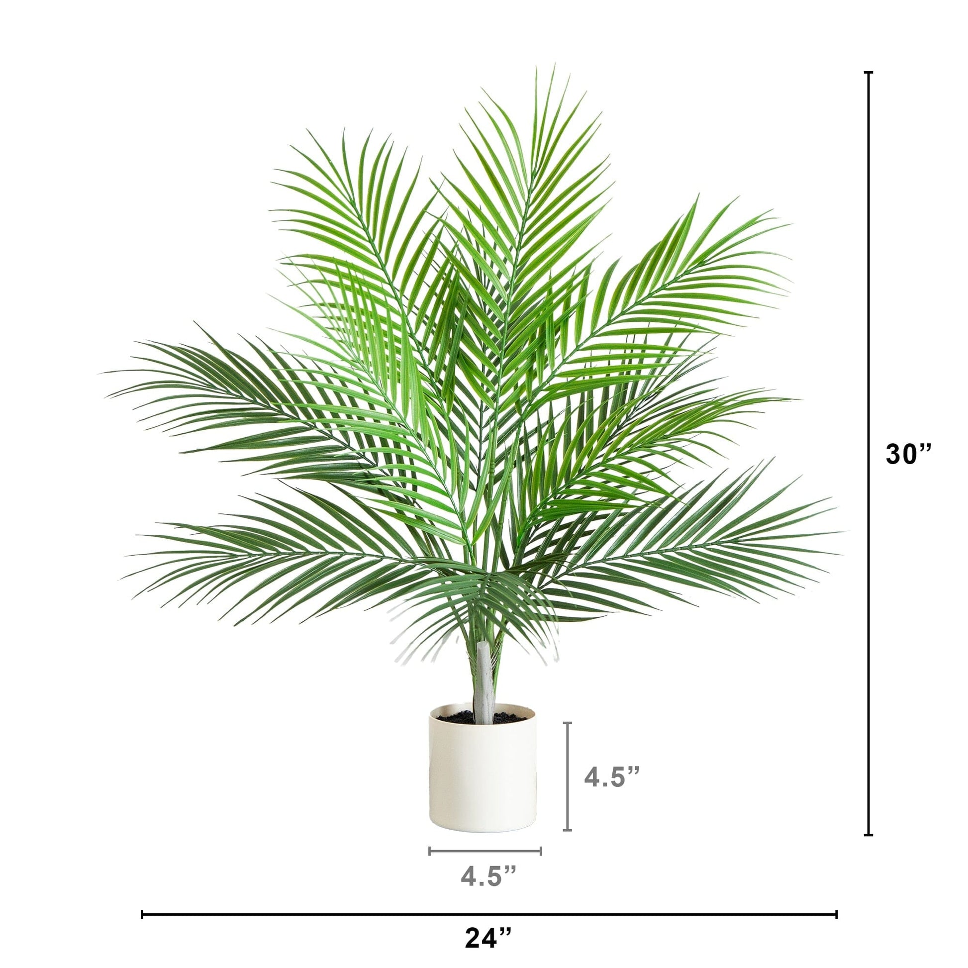 30-inch Nearly Natural artificial palm tree with green fronds in a white pot on Tampa Home & Garden Store