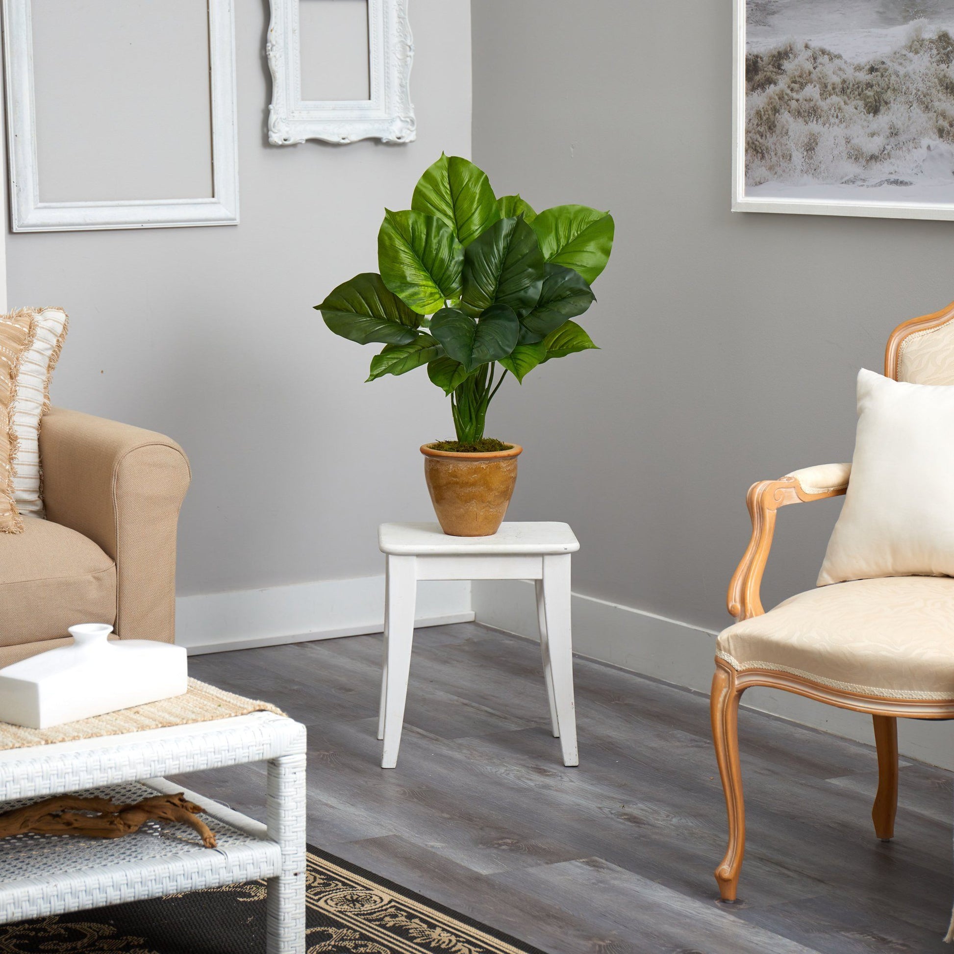 Nearly Natural 30” Philodendron Leaf Artificial Plant in planter with green leaves on Tampa Home & Garden Store