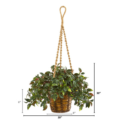Nearly Natural 30-in Mini Melon artificial plant in hanging basket with UV-resistant foliage on Tampa Home & Garden Store
