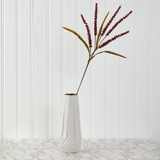 Nearly Natural 30in Wheat Harvest artificial stem set of 12 with brown plumes in white vase on Tampa Home & Garden Store