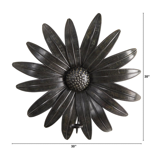 30” x 30” Brushed Metal Daisy Flower Sconce Candle Holder Wall Art Decor - Tampa Home & Garden Store