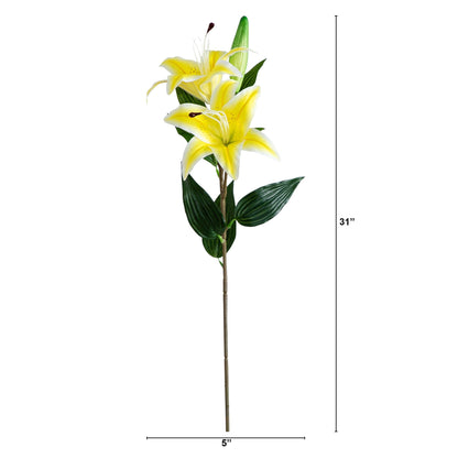 Tallos de flores de lirio artificiales de 31" - Juego de 3