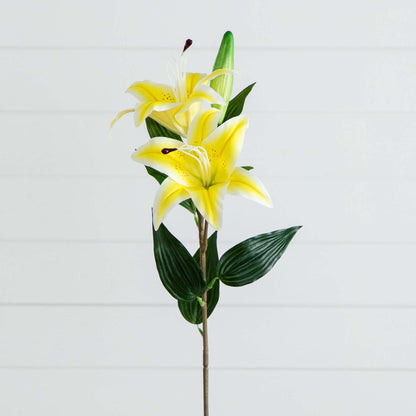 Tallos de flores de lirio artificiales de 31" - Juego de 3
