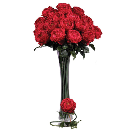 31in Large Rose Stem (Set of 12) Nearly Natural red roses with green stems in a vase on Tampa Home & Garden Store