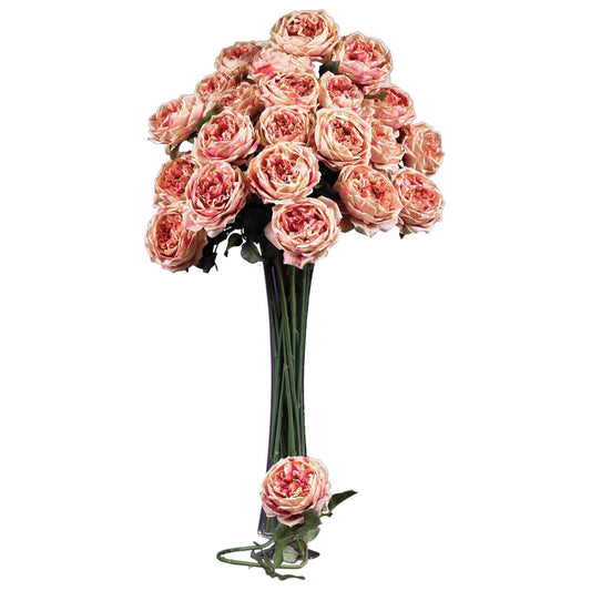 31in Large Rose Stem bouquet, set of 12 Nearly Natural pink peach roses with green stems on Tampa Home & Garden Store