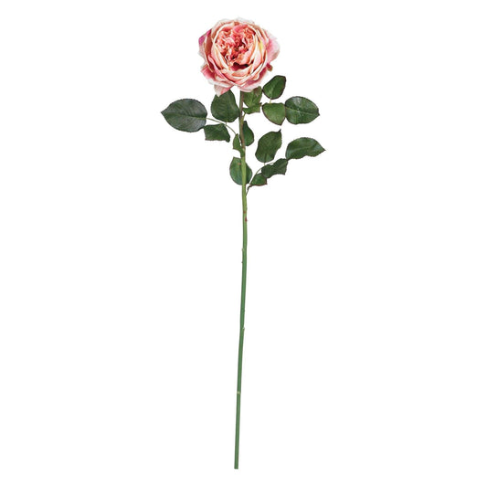 31in Large Rose Stem Nearly Natural pink rose with green leaves set of 12 on Tampa Home & Garden Store