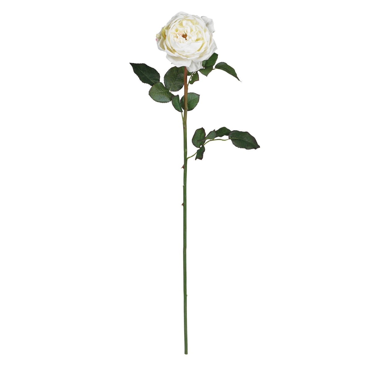 31in Large white rose stem with full bloom and green leaves Nearly Natural set of 12 on Tampa Home & Garden Store