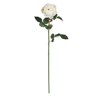 31in Large white rose stem with full bloom and green leaves Nearly Natural set of 12 on Tampa Home & Garden Store