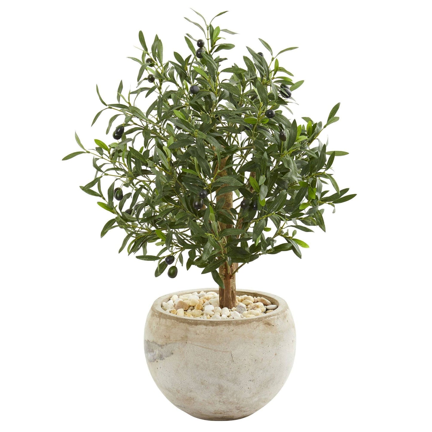 31-inch Olive Artificial Tree in Bowl Planter by Nearly Natural with leaves and olives on Tampa Home & Garden Store