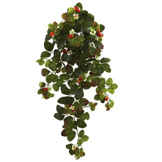 31” Strawberry Hanging Bush with  Berry (Set of 2) - Tampa Home & Garden Store