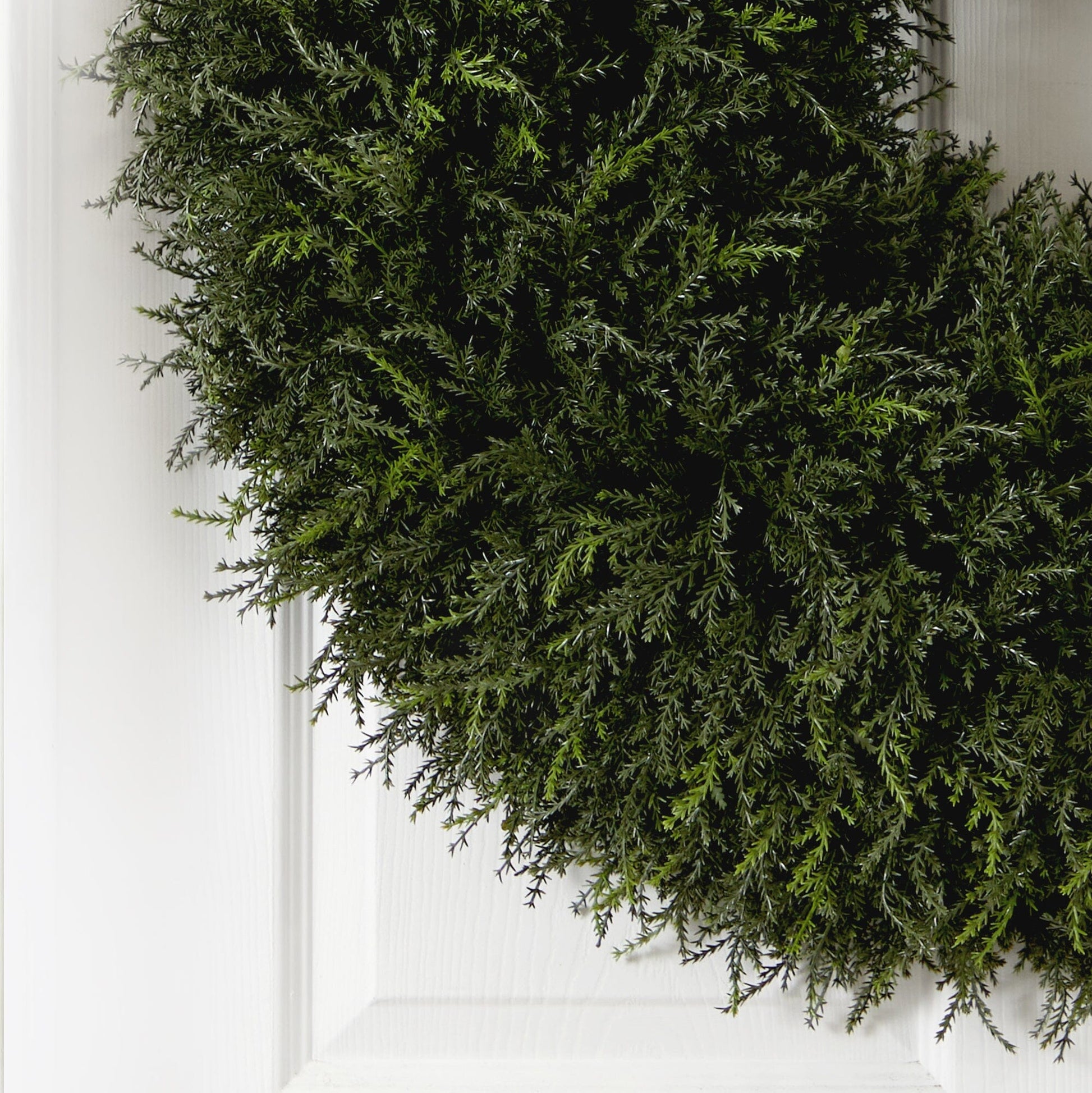 32-inch Giant Cedar Artificial Wreath by Nearly Natural with dense green cedar foliage on Tampa Home & Garden Store