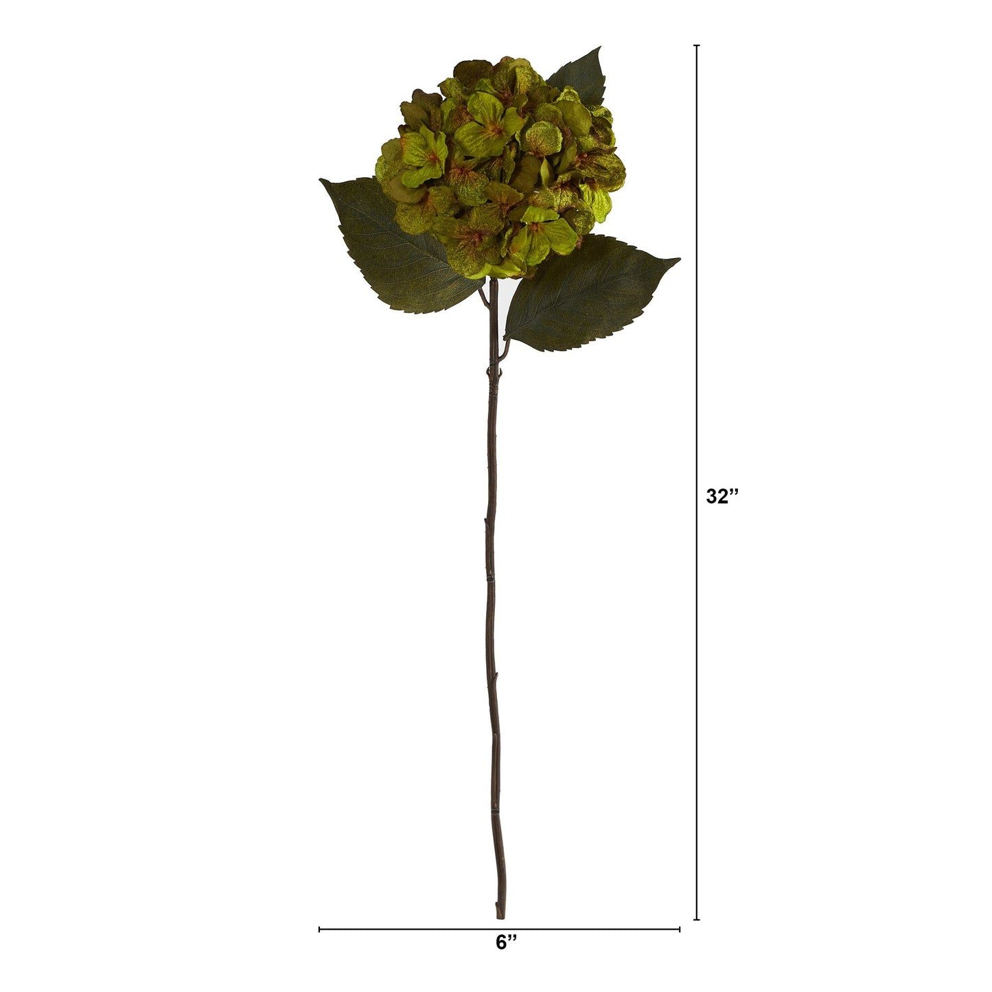 Nearly Natural 32in hydrangea artificial stem with green blooms and dark leaves set of 6 on Tampa Home & Garden Store