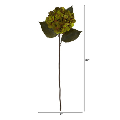 Nearly Natural 32in hydrangea artificial stem with green blooms and dark leaves set of 6 on Tampa Home & Garden Store