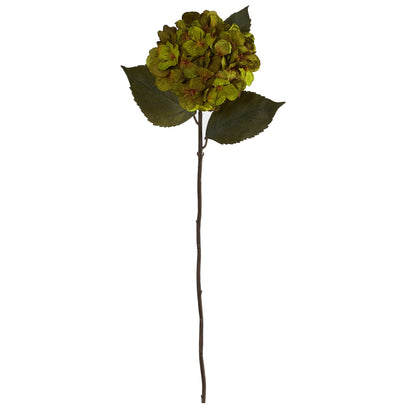 Hydrangea artificial flower stem 32in with green blooms and green leaves Nearly Natural on Tampa Home & Garden Store