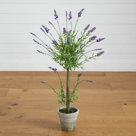 34” Lavender Topiary Artificial Tree - Tampa Home & Garden Store