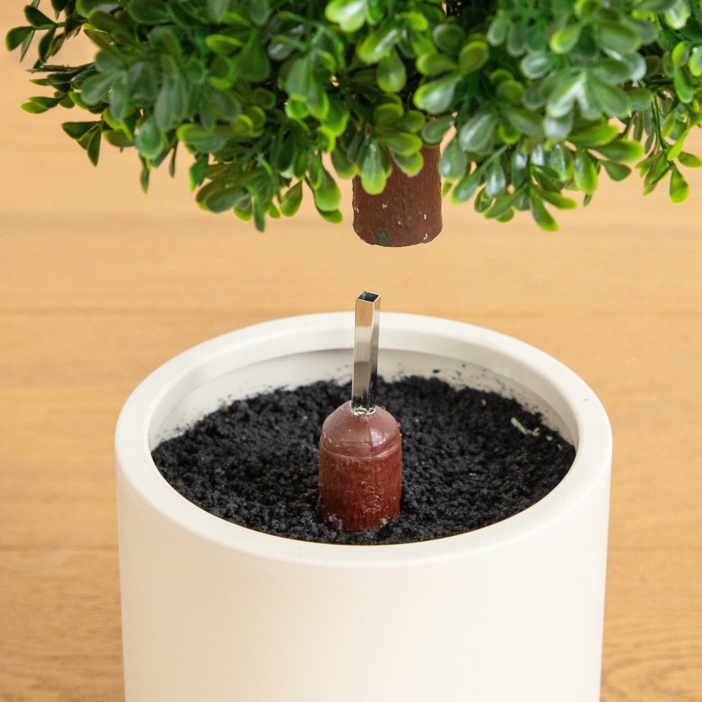 Artificial boxwood topiary cone tree in decorative white planter Nearly Natural on Tampa Home & Garden Store