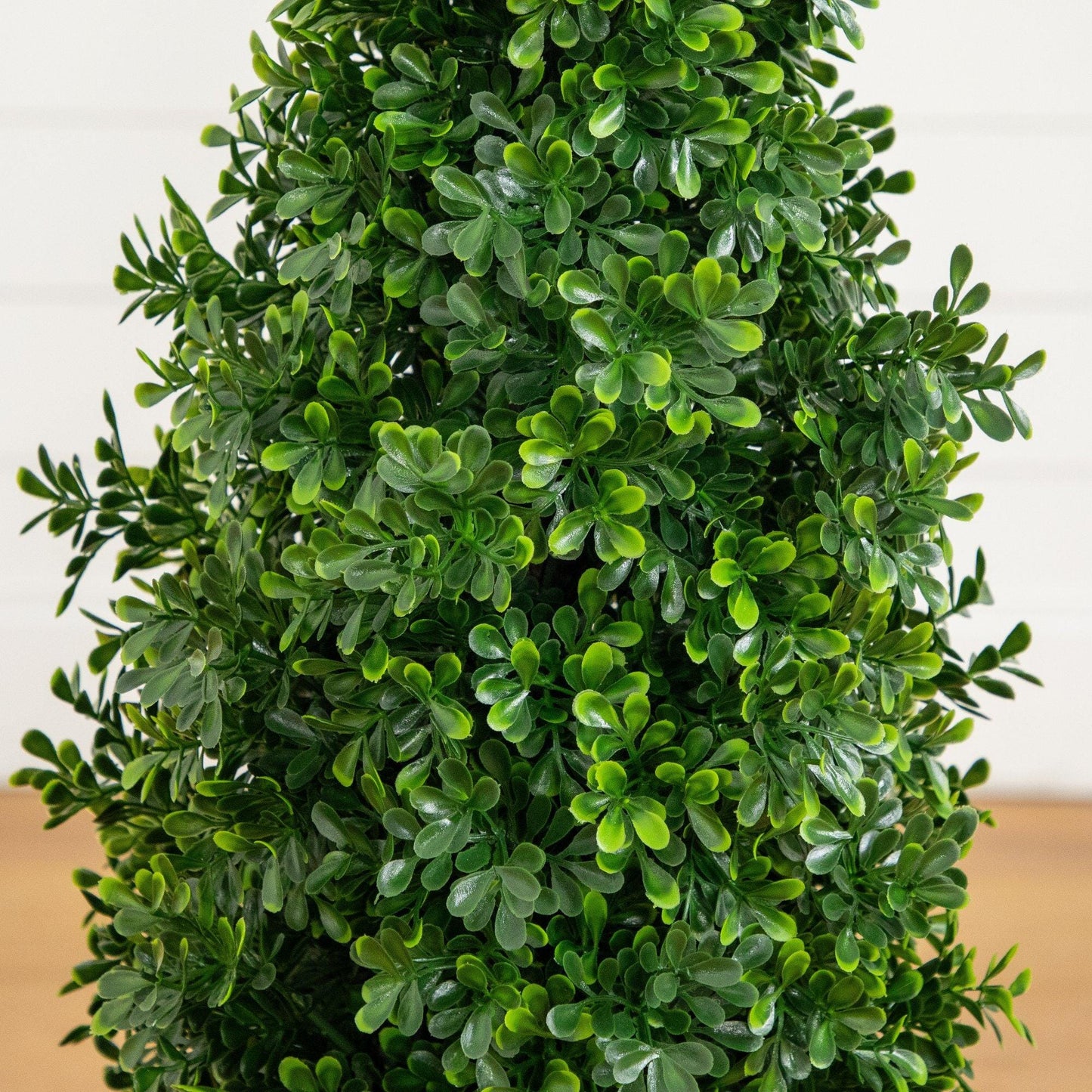 34” UV Resistant Boxwood Topiary Cone Tree in White Planter by Nearly Natural Indoor Outdoor on Tampa Home & Garden Store