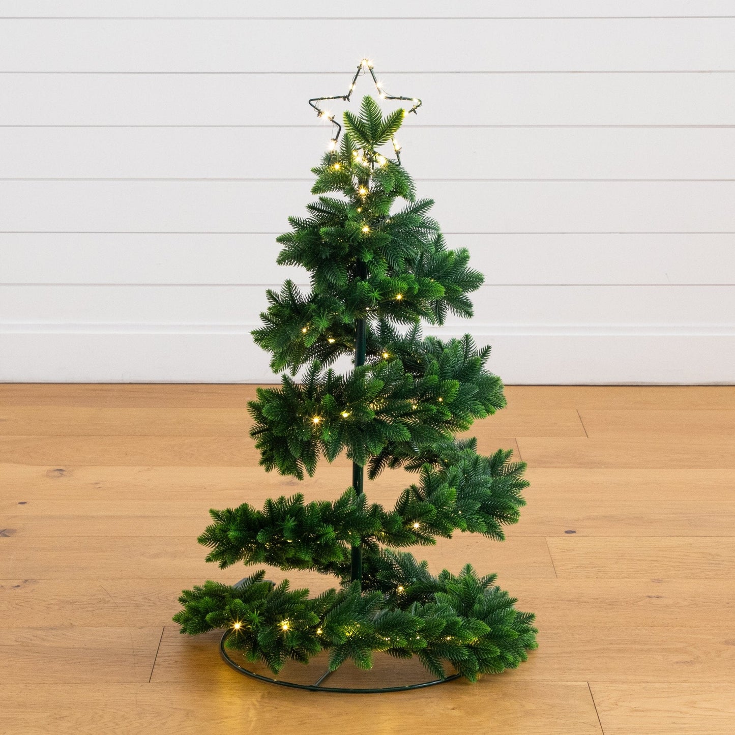 Nearly Natural 34in UV-resistant pre-lit spiral Christmas tree with 45 LEDs and star topper on Tampa Home & Garden Store