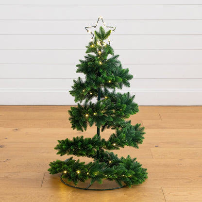 Nearly Natural 34in UV-resistant pre-lit spiral Christmas tree with 45 LEDs and star topper on Tampa Home & Garden Store