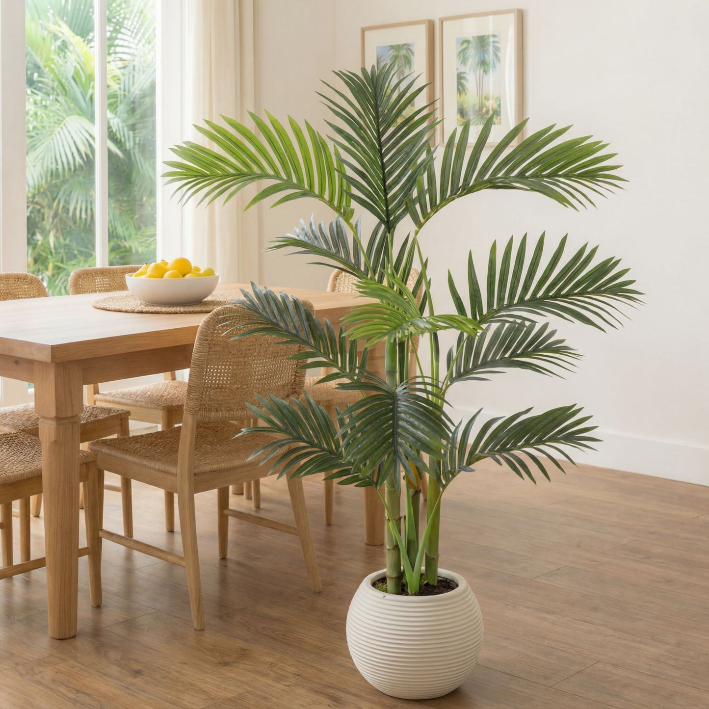 3.5' Nearly Natural artificial Areca Palm Tree in white round planter on Tampa Home & Garden Store