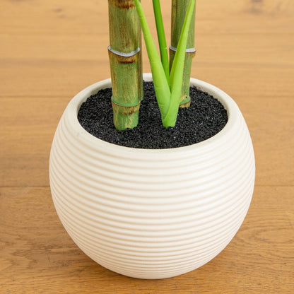 3.5' artificial Areca Palm Tree in white round planter by Nearly Natural with dark soil on Tampa Home & Garden Store