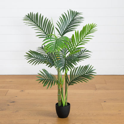 3.5' Artificial Areca Palm Tree Nearly Natural in black pot with lush green fronds on Tampa Home & Garden Store