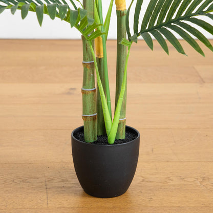 3.5' Artificial Areca Palm Tree with green fronds in a black pot Nearly Natural on Tampa Home & Garden Store