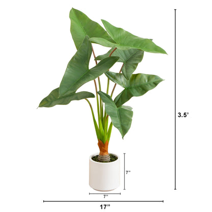 Artificial Arrowhead Plant in the White Planter