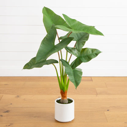 Artificial Arrowhead Plant in the White Planter