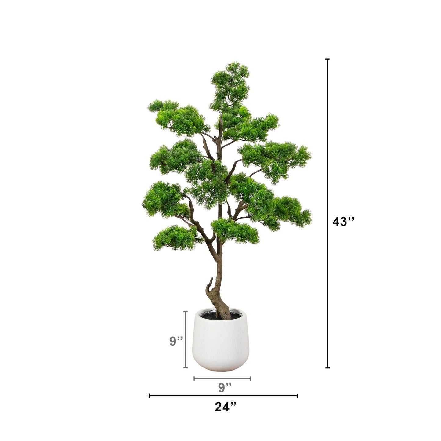 3.5 ft artificial bonsai cedar tree in decorative white planter by Nearly Natural on Tampa Home & Garden Store