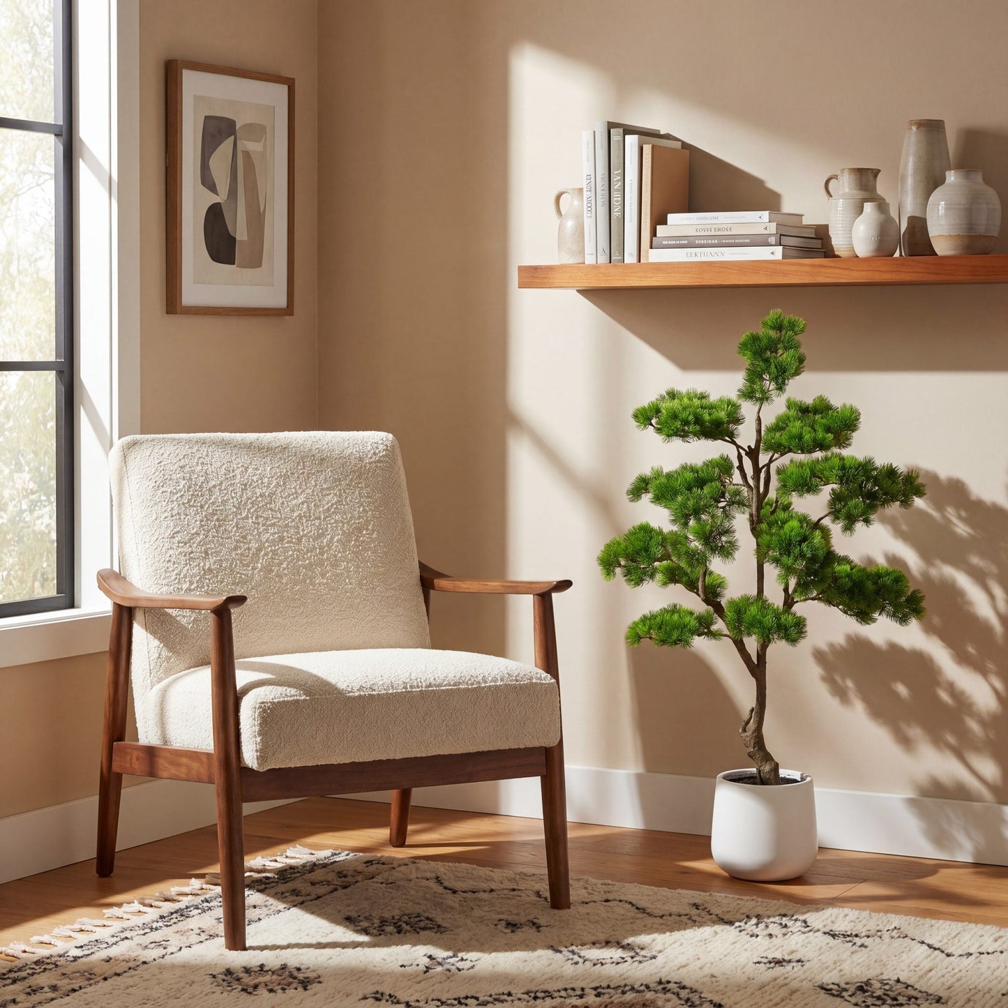 3.5' Artificial Bonsai Style Cedar Tree in Decorative White Planter, Nearly Natural, green on Tampa Home & Garden Store