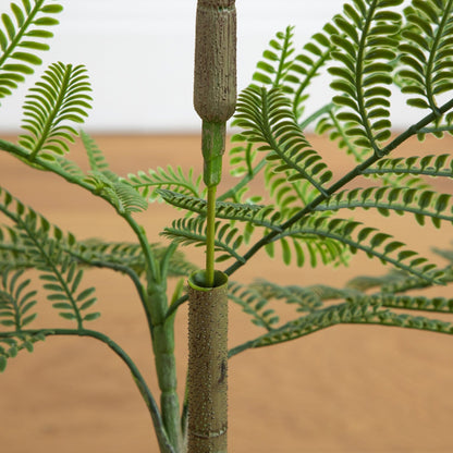 3.5' Artificial Minimalist Jacaranda Tree by Nearly Natural with green fern-like fronds on Tampa Home & Garden Store