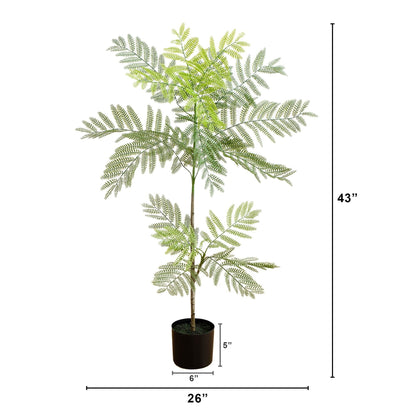 3.5' Jacaranda Tree by Nearly Natural in a brown pot with lush green artificial foliage on Tampa Home & Garden Store