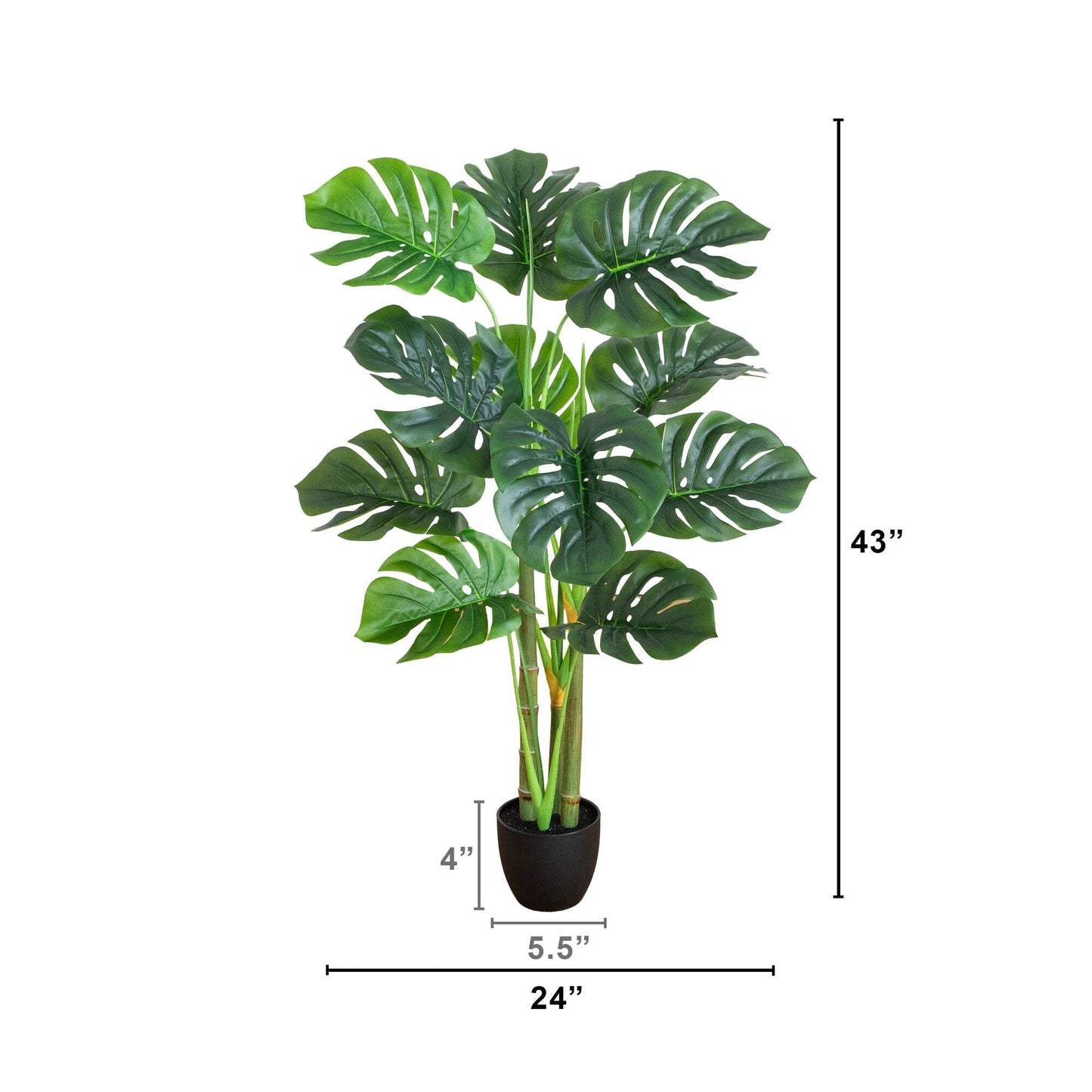 Nearly Natural 3.5' artificial Monstera tree in a black planter with lush split-leaf leaves on Tampa Home & Garden Store