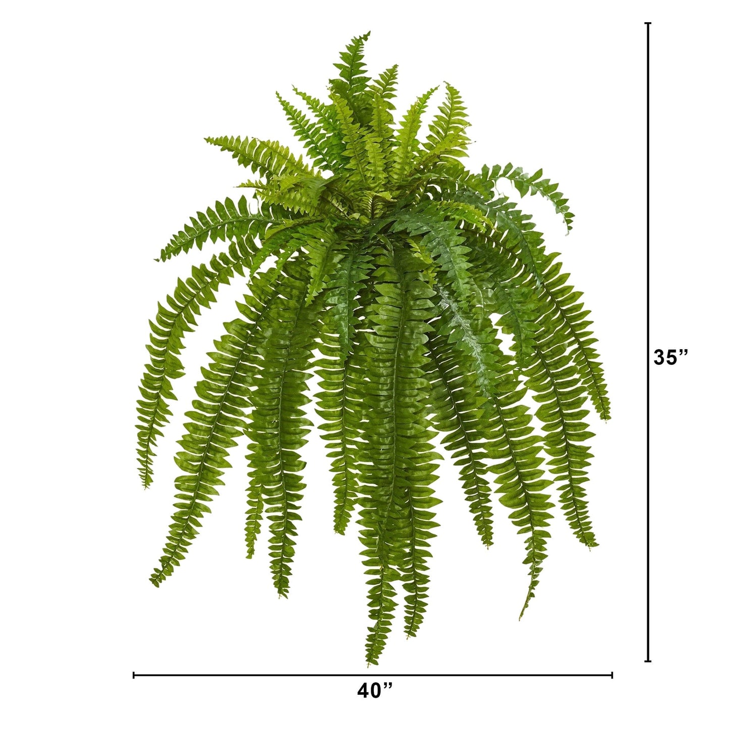 35in Boston Fern Artificial Plant 2-pack, Nearly Natural, vibrant green nonflowering fern on Tampa Home & Garden Store