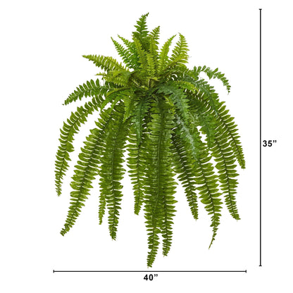 35in Boston Fern Artificial Plant 2-pack, Nearly Natural, vibrant green nonflowering fern on Tampa Home & Garden Store