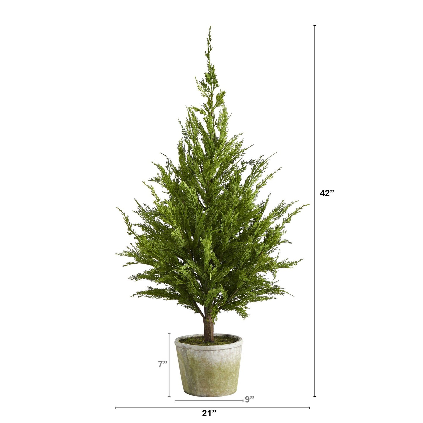 Árbol artificial de pino cedro de 1 m con aspecto natural en maceta decorativa