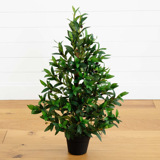 35” Olive Cone Topiary Artificial Tree UV Resistant (Indoor/Outdoor) - Tampa Home & Garden Store