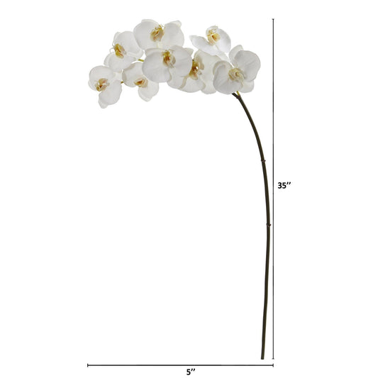 Nearly Natural 35in Phalaenopsis orchid artificial flowers, set of 6 white blooms on brown stem on Tampa Home & Garden Store
