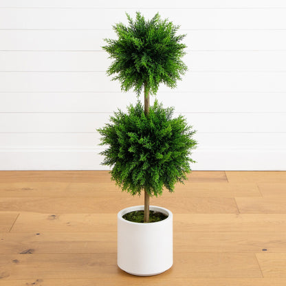 UV Resistant Artificial Cedar Double Ball Topiary